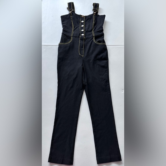 Unique Vintage Black Denim Overalls size S/4 - Picture 12 of 14